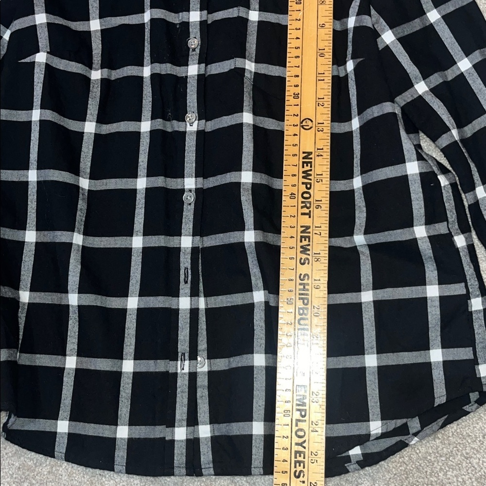 J. Crew Top Flannel Shirt Button Down Long Sleeve Cotton Black White M - Picture 8 of 9